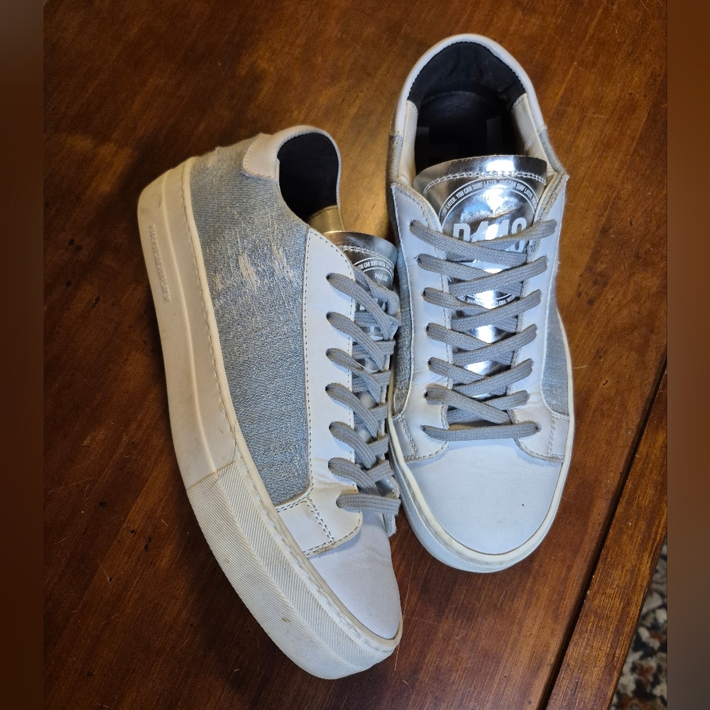 P448*Thea*Platform Sneakers* Cloth&Leather*Blue/White* EU40/US9